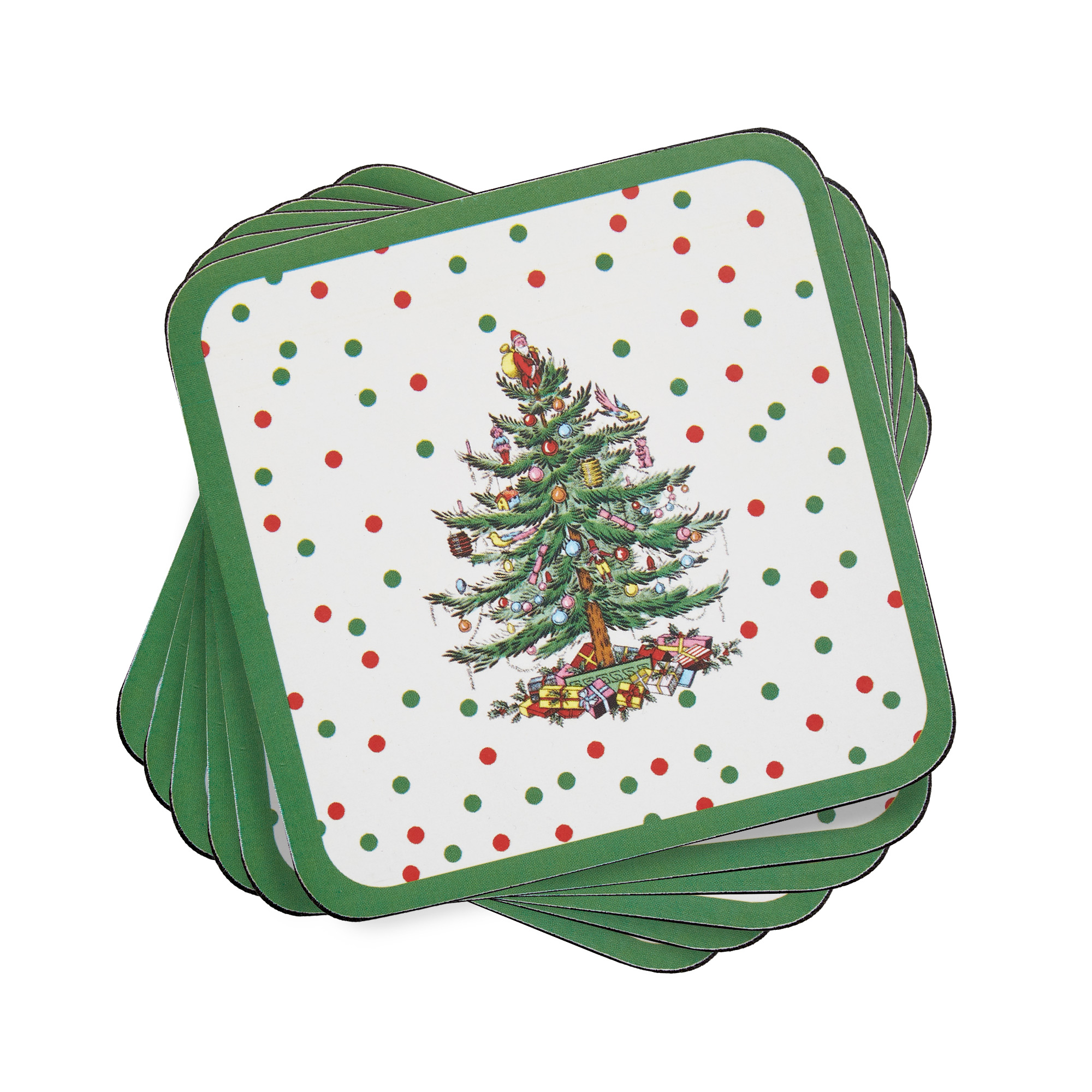 Christmas Tree Polka Dot Coasters Set of 6 image number null